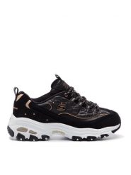 Skechers Sneakersy D'lites Glamour Feels 13087/BKRG Czarny. Czarne obuwie sportowe damskie Skechers, ze skóry, bez zapięcia. Za 299.99 zł.