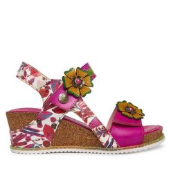 Sandały Laura Vita. Czerwone sandały damskie LAURA VITA, bez wzorów, bez obcasa, na koturnie, bez zapięcia. Za 459.99 zł.