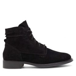 Trzewiki Lasocki. Czarne botki damskie Lasocki, bez obcasa, na płaskiej podeszwie, bez zapięcia. Za 229.99 zł.