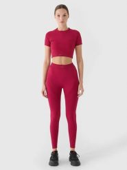 4F Legginsy trekkingowe w kolorze czerwonym rozmiar: M/L. Czerwone legginsy damskie 4F, l, bez wzorów, z materiału, z podwyższonym stanem, outdoorowe. Za 91.56 zł.