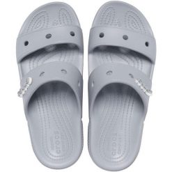 Crocs klapki Classic szare 206761 007. Szare klapki damskie Crocs, bez wzorów, bez obcasa, bez zapięcia. Za 167.68 zł.