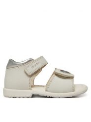 Geox Sandały B Verred B5521B 085NF C1Z1N S Biały. Białe sandały dziewczęce Geox, ze skóry, bez obcasa, bez zapięcia. Za 149.99 zł.
