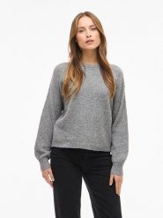 Vila Sweter "Vilas" w kolorze szarym rozmiar: XL. Szare swetry klasyczne damskie Vila, xl, bez kołnierzyka. Za 82.99 zł.