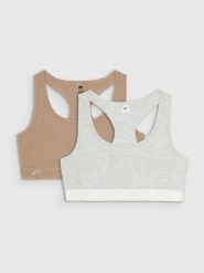 4F Biustonosz bawełniany z niskim wsparciem (2-pack) damski - multikolor L. Biustonosze sportowe damskie 4F, bez wzorów, z bawełny. Za 79.99 zł.