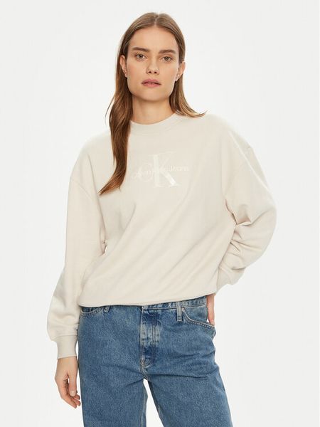 Calvin Klein Jeans Bluza Glossy Monologo J20J224724 Beżowy Regular Fit. Brązowe bluzy damskie Calvin Klein Jeans, l, bez wzorów, z bawełny, bez kaptura. Za 249.99 zł.