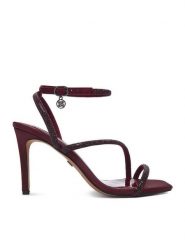 Nine West Sandały CEO-Y3113-1 Bordowy. Czerwone sandały damskie Nine West, bez wzorów, z materiału, bez obcasa, na szpilce, bez zapięcia. Za 249.99 zł.