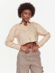 Remain Koszula Cotton Poplin RM2069 Beżowy Regular Fit. Brązowe koszule damskie Remain, bez wzorów, z bawełny, bez kołnierzyka, bez ramiączek. Za 639.99 zł.