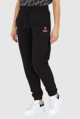 KENZO Czarne spodnie dresowe damskie z kwiatkiem, Rozmiar L. Czarne spodnie dresowe damskie Kenzo, l, bez wzorów, z dresówki. W wyprzedaży za 699.99 zł.
