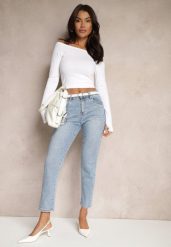 Jasnoniebieskie Jeansy High Waist Regular Fit Felindor. Niebieskie jeansy damskie Renee, z podwyższonym stanem. Za 109.99 zł.