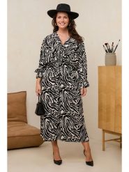 Curvy Lady Sukienka w kolorze czarno-kremowym rozmiar: 40/42. Brązowe sukienki damskie Curvy Lady, bez wzorów, z wiskozy, klasyczne, bez ramiączek. Za 176.08 zł.