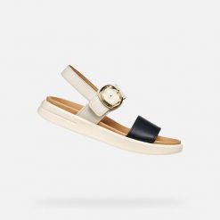 Sandały GEOX D XAND 2S Beżowy. Czarne sandały damskie Geox, bez wzorów, ze skóry, bez obcasa, bez zapięcia. Za 422.99 zł.