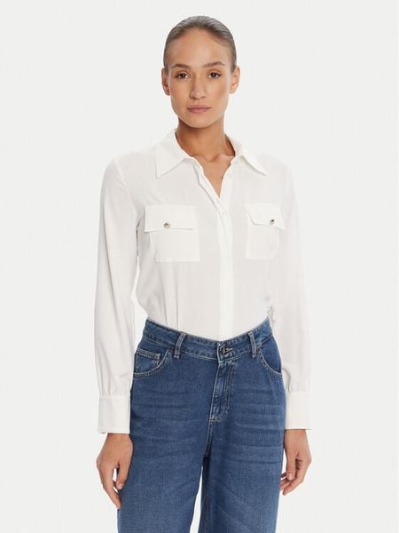 Rinascimento Koszula CFC0125777003 Biały Regular Fit. Białe koszule damskie Rinascimento, xl, bez wzorów, z syntetyku, bez kołnierzyka, bez ramiączek. Za 209.99 zł.