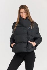 DIEGO M Czarna damska kurtka Giubbino Micropiuma - Collo Con Zip, Rozmiar S. Czarne kurtki damskie DIEGO M, m, bez wzorów, z nylonu, bez kaptura. W wyprzedaży za 1,689.99 zł.