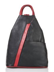 Florence Bags Skórzany plecak "Stax" w kolorze czarno-czerwonym - 31 x 24 x 12 cm rozmiar: onesize. Czarne plecaki Florence Bags, bez wzorów, z materiału. Za 297.45 zł.