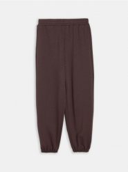 Spodnie dresowe jogger scuba z domieszką wiskozy - brązowy. Brązowe spodnie sportowe damskie Sinsay, l, bez wzorów, z dresówki. Za 39.99 zł.