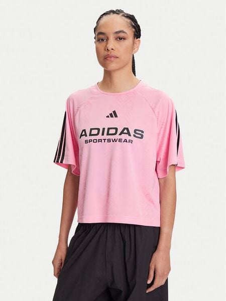 Adidas T-Shirt Tiro x Common Goal Jacquard JL9213 Różowy Loose Fit. Czerwone t-shirty damskie Adidas, m, bez wzorów, z syntetyku, bez kołnierzyka. Za 139.99 zł.