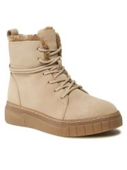 Jenny Fairy Trzewiki WS5888-12 Beżowy. Brązowe botki damskie Jenny Fairy, z materiału, bez obcasa, na płaskiej podeszwie, bez zapięcia. Za 119.99 zł.