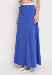 Niebieska Spódnica Maxi Rozkloszowana w Garniturowym Stylu Araxna. Niebieskie spódnice damskie Born2be, m, bez wzorów, maxi. Za 109.99 zł.