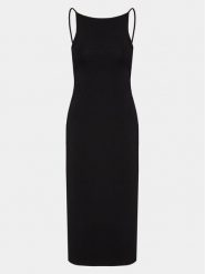 Gina Tricot Sukienka dzianinowa 16409 Czarny Slim Fit. Czarne sukienki damskie Gina Tricot, bez wzorów, z dzianiny, bez ramiączek. Za 149.99 zł.