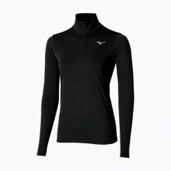Bluza do biegania damska Mizuno Core Impulse Half Zip Tee. Czarne bluzy damskie Mizuno, l, bez wzorów, z poliesteru, bez kaptura. Za 129.99 zł.