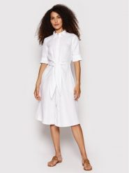 Lauren Ralph Lauren Sukienka koszulowa 200831364001 Biały Regular Fit. Białe sukienki damskie Lauren Ralph Lauren, bez wzorów, ze lnu, bez ramiączek. Za 839.99 zł.