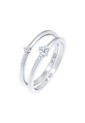 Elli DIAMONDS Ladies Solitaire Elegant Classic z diamentami (0,13 ct.) w 925 Sterling Silver Pierścionki 1 ct Damski. Szare pierścionki damskie Elli DIAMONDS, z diamentem, srebrne. Za 923.99 zł.