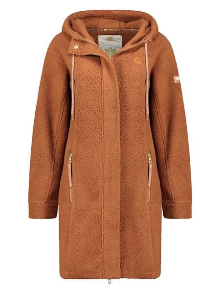Geographical Norway Płaszcz polarowy "Tartine" w kolorze karmelowym rozmiar: S. Brązowe płaszcze damskie Geographical Norway, s, bez wzorów, z polaru, bez kaptura. Za 139.87 zł.