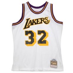 Koszulka NBA Los Angeles Lakers Magic Johnson. Białe koszulki damskie Mitchell & Ness, bez wzorów, bez kołnierzyka, bez ramiączek. Za 577.00 zł.