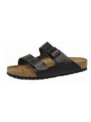 Birkenstock Skórzane klapki "Arizona" w kolorze czarnym rozmiar: 44. Czarne klapki damskie Birkenstock, bez wzorów, bez obcasa, bez zapięcia. Za 286.45 zł.