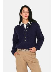 ASSUILI Sweter w kolorze granatowym rozmiar: 38. Niebieskie swetry klasyczne damskie Assuili, z kaszmiru, bez kołnierzyka. Za 158.47 zł.