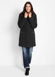 Parka bawełniana ocieplana. Czarne parki damskie bonprix, z bawełny, z kapturem. Za 309.99 zł.