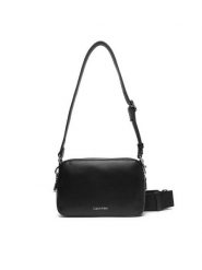 Calvin Klein Torebka Webbing Double Strap Camera Bag LV04F3165G Czarny. Czarne listonoszki damskie Calvin Klein, bez wzorów, ze skóry, bez dodatków. Za 339.99 zł.