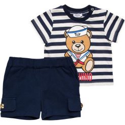MOSCHINO BABY SET Szorty riga blu. Niebieskie spodenki chłopięce MOSCHINO, z bawełny. Za 419.00 zł.