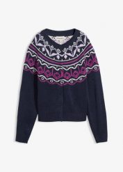Kardigan oversize z norweskim wzorem. Białe kardigany damskie bonprix, bez wzorów. Za 99.99 zł.