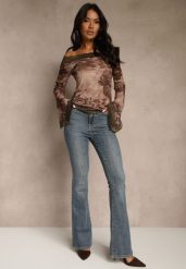 Niebieskie Jeansy Regular Waist z Bawełny o Kroju Dzwonów Zenirae. Niebieskie jeansy damskie Renee. Za 119.99 zł.