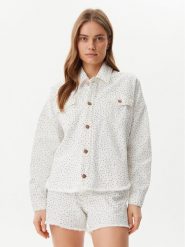Guess Kurtka jeansowa W5GN90 D5N91 Biały Regular Fit. Białe kurtki damskie Guess, xl, z aplikacjami, z bawełny, bez kaptura. Za 489.99 zł.