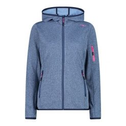 Bluza damska z kapturem CMP Knit-Tech. Niebieskie bluzy damskie CMP, bez wzorów, z kapturem. Za 317.00 zł.
