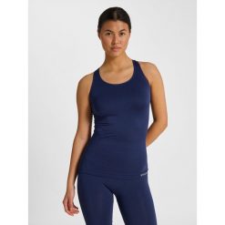 Top Sportowy Bezszwowy Hummel Hmltif Seamless. Niebieskie koszulki sportowe damskie Hummel, m, bez wzorów, bez ramiączek, do piłki nożnej. Za 152.50 zł.