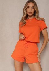 Pomarańczowe Dresowe Szorty z Bawełny z Kieszeniami Galierania. Brązowe szorty damskie Renee, bez wzorów, z bawełny. Za 59.99 zł.