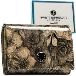 Portfel damski Peterson PTN PS445-FDS złoty. Żółte portfele damskie Peterson, bez wzorów, ze skóry. Za 99.99 zł.