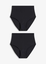 Bezszwowe figi o lekkim stopniu modelowania sylwetki (2 pary). Czarne bielizna korygująca bonprix, bez wzorów. Za 77.99 zł.