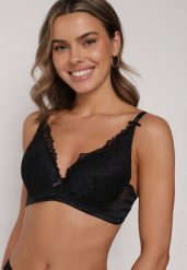 Czarny Biustonosz Koronkowy z Kokardkami Themikaia. Czarne biustonosze Born2be, bez wzorów, z jeansu. Za 39.99 zł.