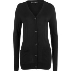 Luźniejszy sweter rozpinany z miękkiej wiskozy bonprix czarny. Kardigany damskie bonprix. Za 89.99 zł.