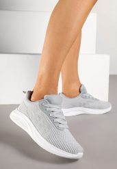 Szare Buty Sportowe Sneakersy z Tłoczonym Wzorem Amosira. Szare obuwie sportowe casual damskie Renee, z jeansu, trekkingowe. Za 74.99 zł.