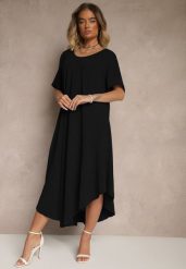 Czarna Sukienka z Bawełną o Rozkloszowanym Kroju Lilzedi. Czarne sukienki damskie Renee, bez wzorów, z bawełny, eleganckie, bez ramiączek. W wyprzedaży za 63.99 zł.