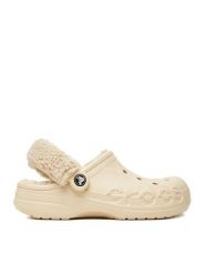 Crocs Klapki C-BAYA LINED FUZZ STRAP CLOG 206633-11S Beżowy. Brązowe klapki damskie Crocs, bez wzorów, z tworzywa sztucznego, bez obcasa, bez zapięcia. Za 169.99 zł.