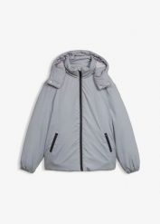 Odblaskowa kurtka funkcyjna. Szare kurtki damskie bonprix, bez wzorów, bez kaptura. Za 299.99 zł.