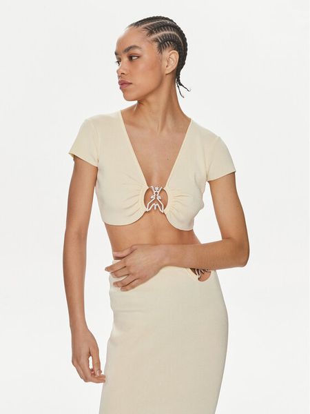 Patrizia Pepe Bluzka 2K0261/K021-W362 Écru Regular Fit. Bluzki damskie Patrizia Pepe, bez wzorów, z wiskozy, bez kołnierzyka, bez ramiączek. Za 539.99 zł.