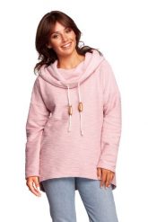 Bluza z Kominem i Kapturem - Pudrowa. Brązowe bluzy damskie MOE, l, bez wzorów, z bawełny. Za 284.90 zł.