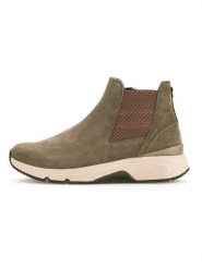 Gabor Skórzane botki w kolorze khaki rozmiar: 37,5. Brązowe botki damskie Gabor, z zamszu, bez obcasa, bez zapięcia. Za 308.45 zł.